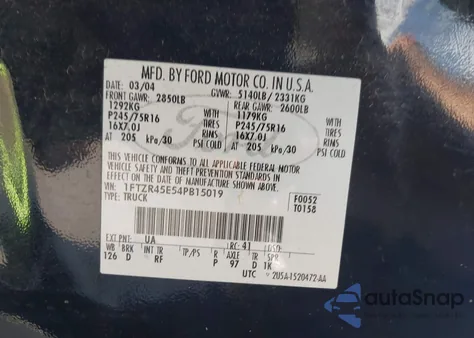 2004 Ford Ranger Edge/Tremor/Xlt z USA, uszkodzony, nr VIN 1FTZR45E54PB15019